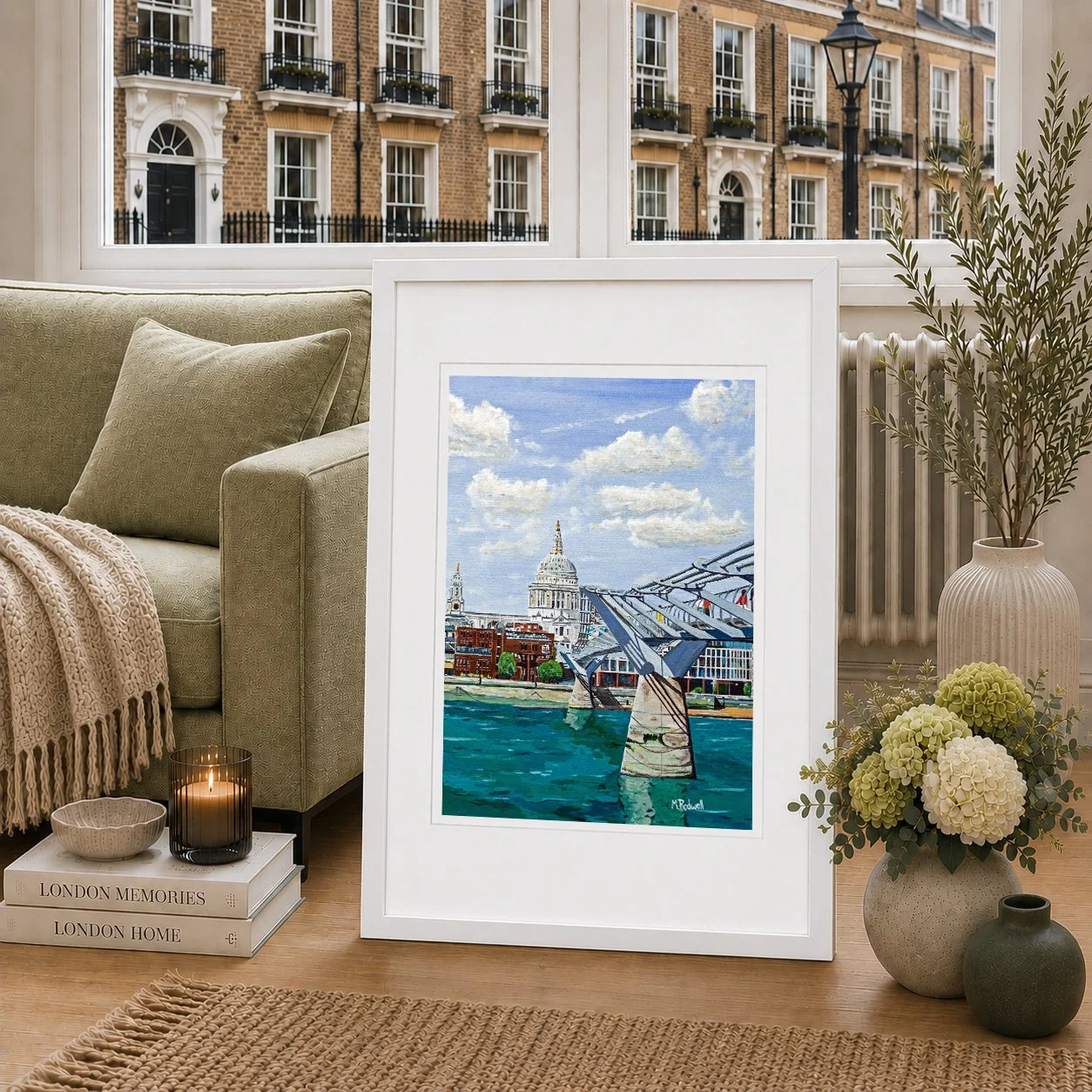 Colourful Modern Painting of St Paul's Cathedral and Millennium